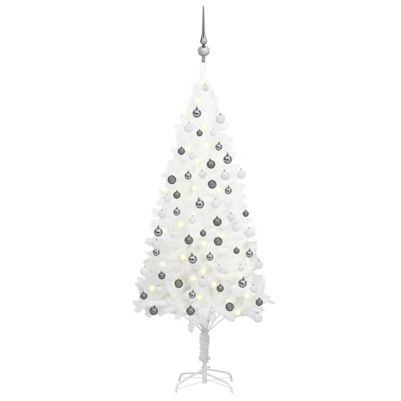 vidaXL Artificial Pre-lit Christmas Tree with Ball Set White 120 cm