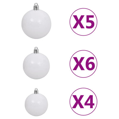 vidaXL Artificial Pre-lit Christmas Tree with Ball Set White 120 cm