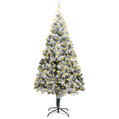 vidaXL Artificial Pre-lit Christmas Tree with Flocked Snow Green 400 cm PVC