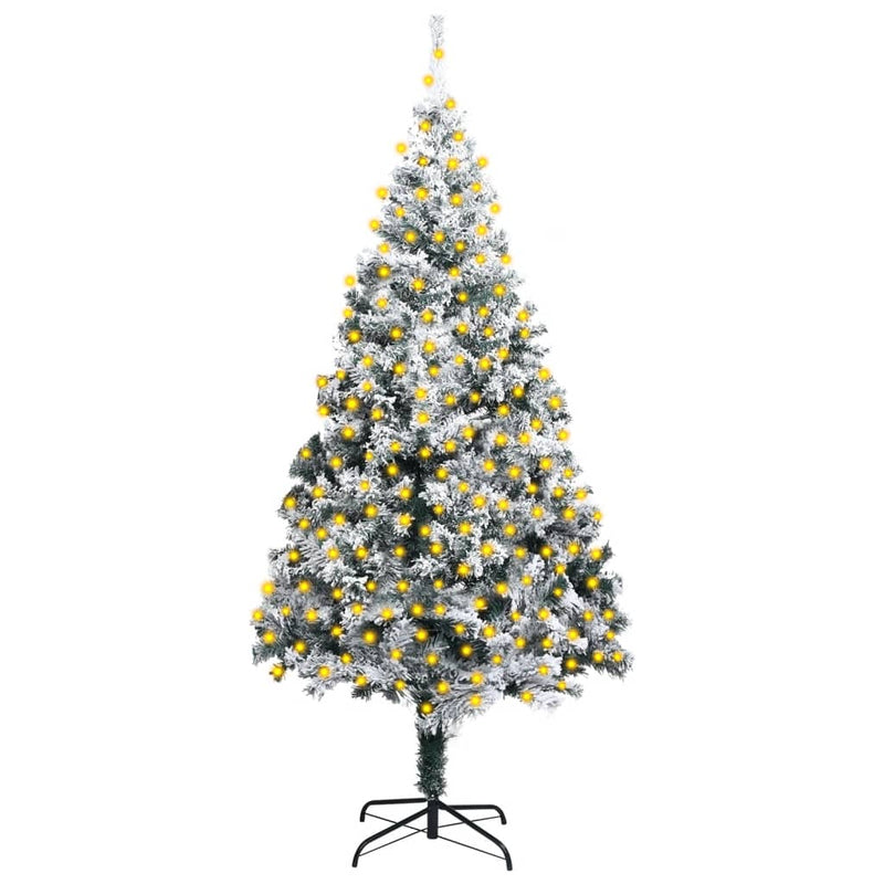 vidaXL Artificial Pre-lit Christmas Tree with Flocked Snow Green 400 cm PVC