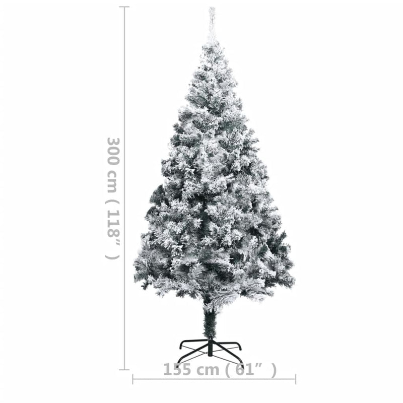 vidaXL Artificial Pre-lit Christmas Tree with Flocked Snow Green 400 cm PVC