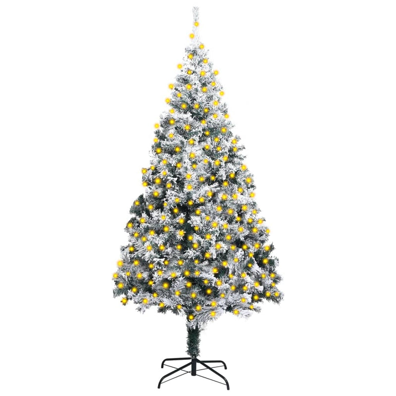 vidaXL Artificial Pre-lit Christmas Tree with Flocked Snow Green 400 cm PVC