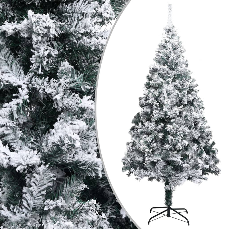 vidaXL Artificial Pre-lit Christmas Tree with Flocked Snow Green 400 cm PVC
