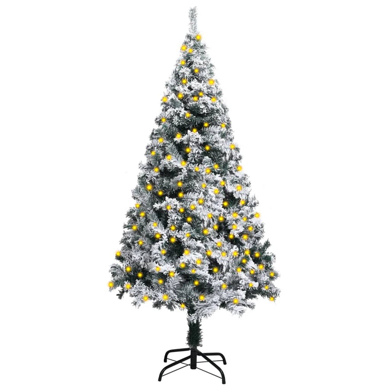 vidaXL Artificial Pre-lit Christmas Tree with Flocked Snow Green 240 cm