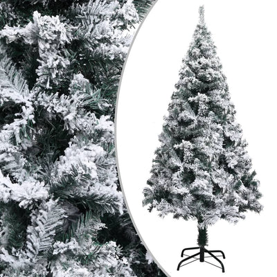 vidaXL Artificial Pre-lit Christmas Tree with Flocked Snow Green 240 cm