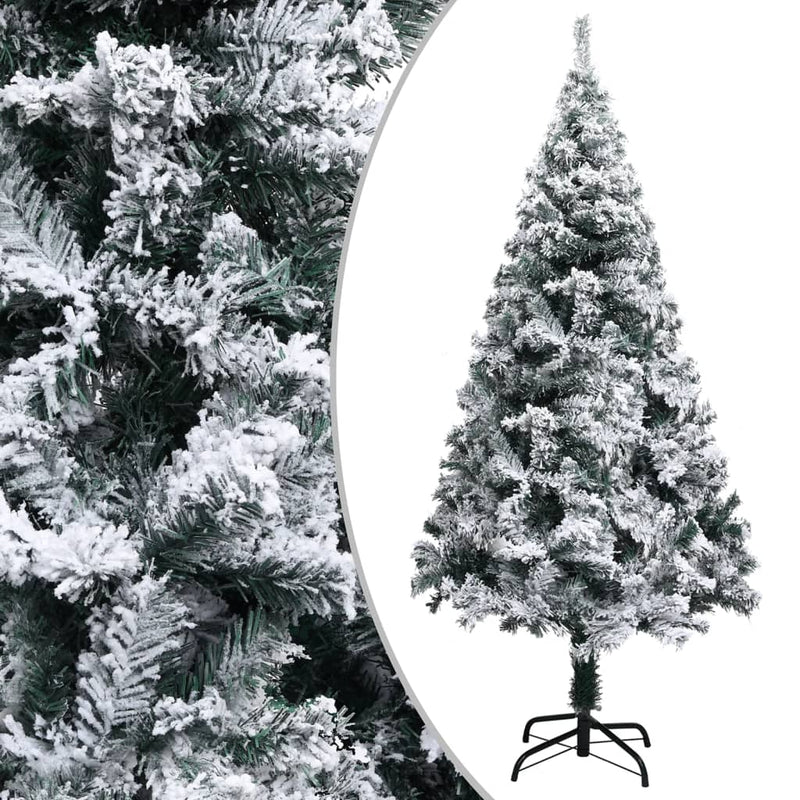 vidaXL Artificial Pre-lit Christmas Tree with Flocked Snow Green 240 cm