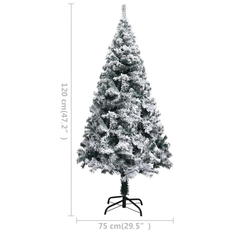vidaXL Artificial Pre-lit Christmas Tree with Flocked Snow Green 240 cm