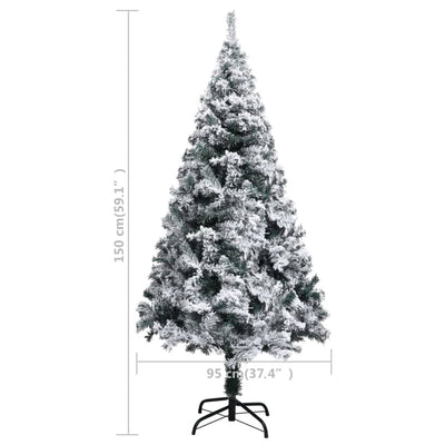 vidaXL Artificial Pre-lit Christmas Tree with Flocked Snow Green 240 cm