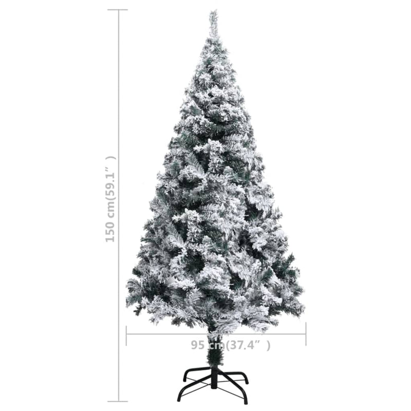 vidaXL Artificial Pre-lit Christmas Tree with Flocked Snow Green 240 cm
