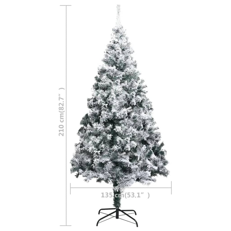 vidaXL Artificial Pre-lit Christmas Tree with Flocked Snow Green 240 cm