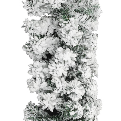 vidaXL Christmas Garland with LEDs&Flocked Snow Green 5 m PVC