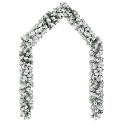vidaXL Christmas Garland with LEDs&Flocked Snow Green 5 m PVC