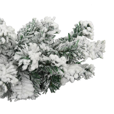 vidaXL Christmas Garland with LEDs&Flocked Snow Green 5 m PVC