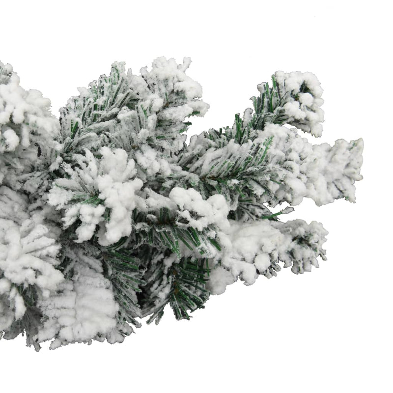 vidaXL Christmas Garland with LEDs&Flocked Snow Green 5 m PVC