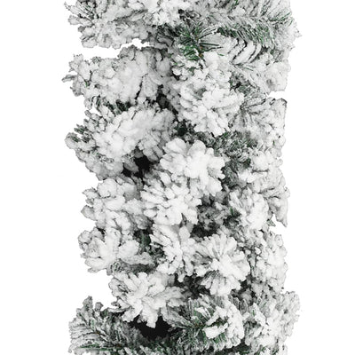 vidaXL Christmas Garland with LEDs&Flocked Snow Green 5 m PVC