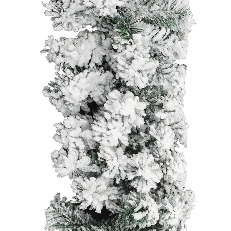 vidaXL Christmas Garland with LEDs&Flocked Snow Green 5 m PVC