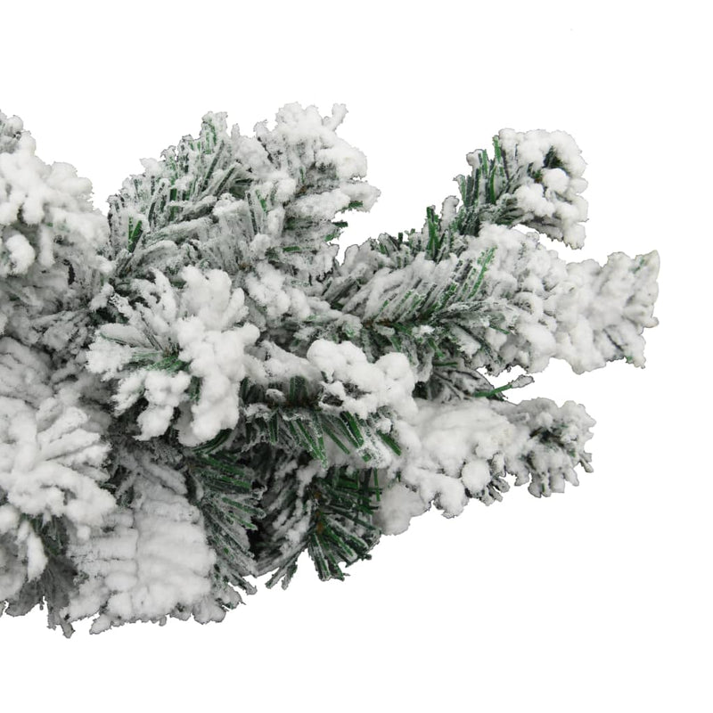 vidaXL Christmas Garland with LEDs&Flocked Snow Green 5 m PVC