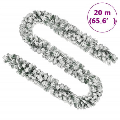 vidaXL Christmas Garland with LEDs&Flocked Snow Green 5 m PVC