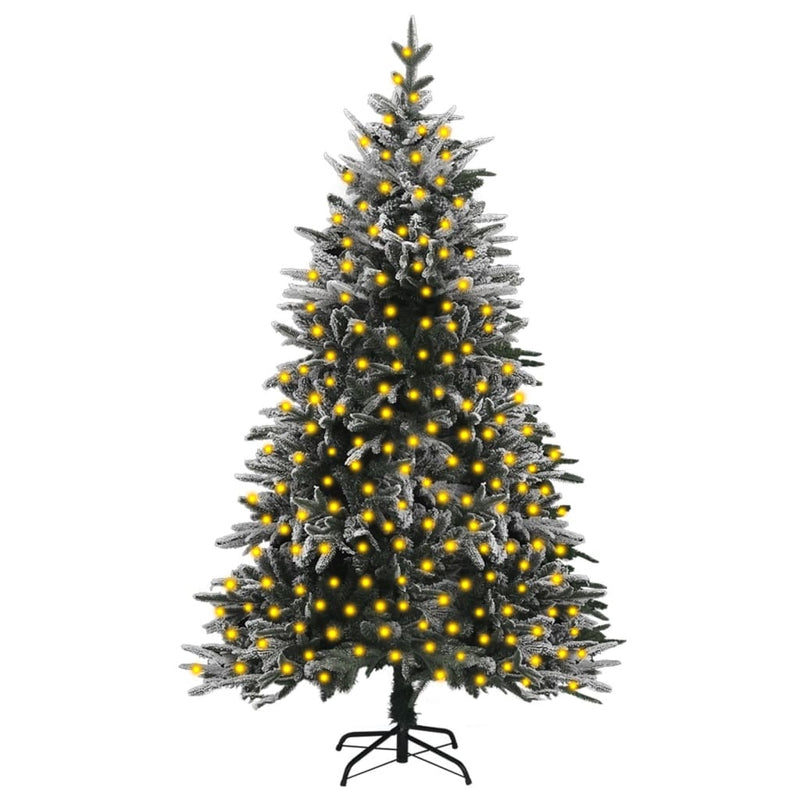 vidaXL Artificial Pre-lit Christmas Tree with Flocked Snow 150 cm PVC&PE