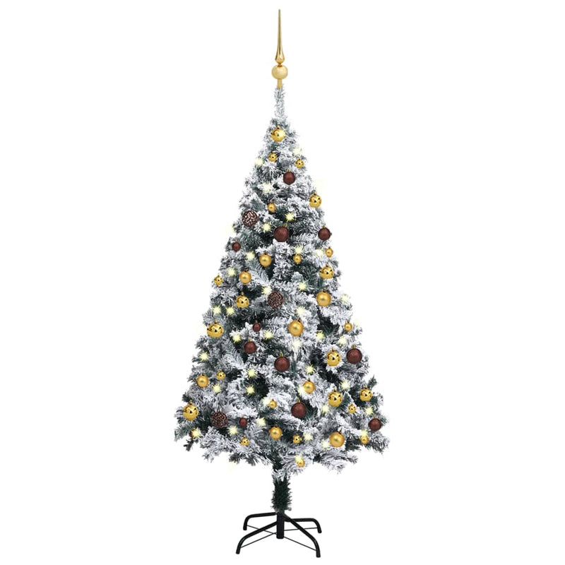 vidaXL Artificial Pre-lit Christmas Tree with Ball Set Green 150 cm PVC