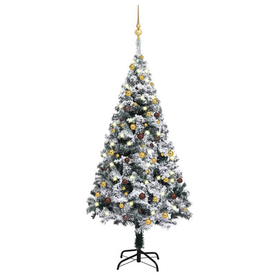 vidaXL Artificial Pre-lit Christmas Tree with Ball Set Green 150 cm PVC
