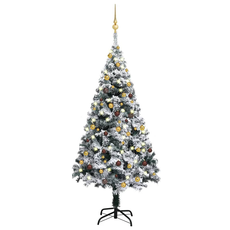 vidaXL Artificial Pre-lit Christmas Tree with Ball Set Green 150 cm PVC