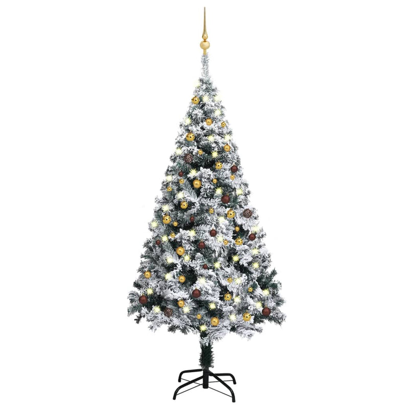 vidaXL Artificial Pre-lit Christmas Tree with Ball Set Green 240 cm PVC