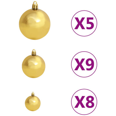 vidaXL Artificial Pre-lit Christmas Tree with Ball Set Green 240 cm PVC
