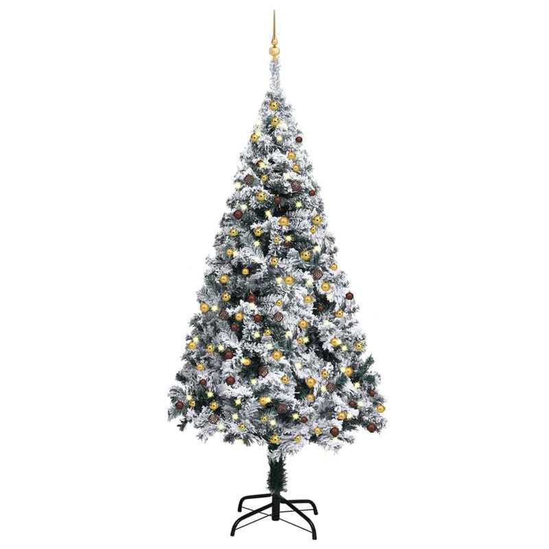 vidaXL Artificial Pre-lit Christmas Tree with Ball Set Green 240 cm PVC