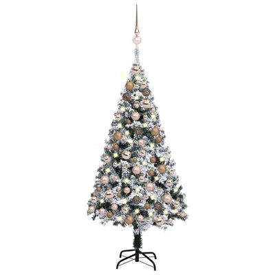 vidaXL Artificial Pre-lit Christmas Tree with Ball Set Green 150 cm PVC