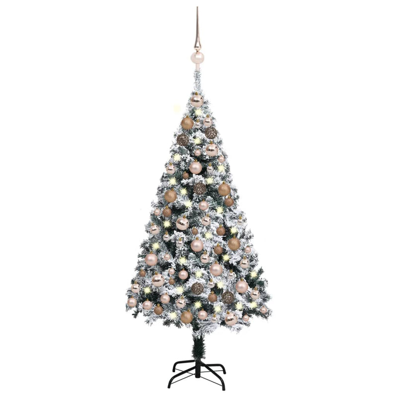 vidaXL Artificial Pre-lit Christmas Tree with Ball Set Green 150 cm PVC