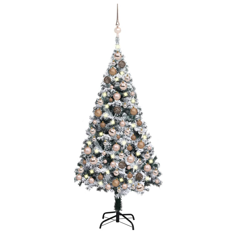 vidaXL Artificial Pre-lit Christmas Tree with Ball Set Green 150 cm PVC