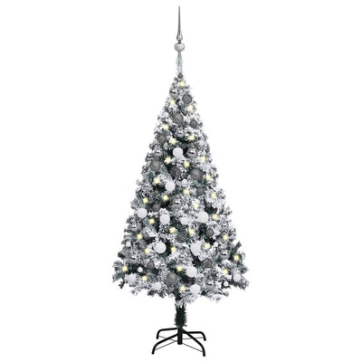 vidaXL Artificial Pre-lit Christmas Tree with Ball Set Green 150 cm PVC
