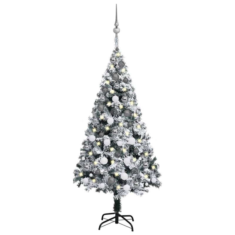 vidaXL Artificial Pre-lit Christmas Tree with Ball Set Green 150 cm PVC