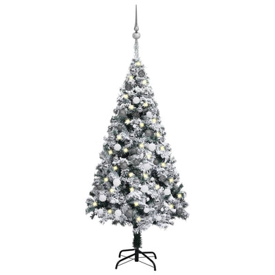 vidaXL Artificial Pre-lit Christmas Tree with Ball Set Green 150 cm PVC