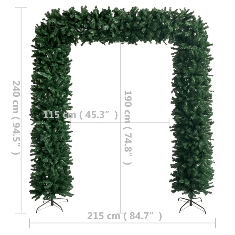 vidaXL Christmas Tree Arch with LEDs Green 240 cm