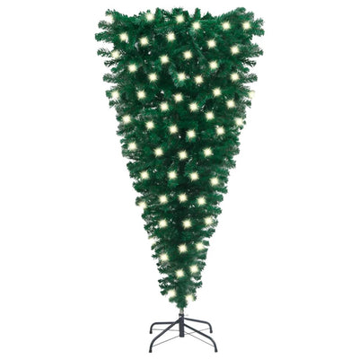 vidaXL Upside-down Artificial Pre-lit Christmas Tree Green 210 cm