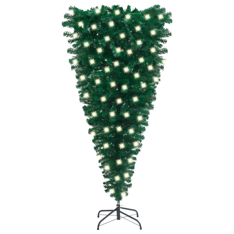 vidaXL Upside-down Artificial Pre-lit Christmas Tree Green 210 cm