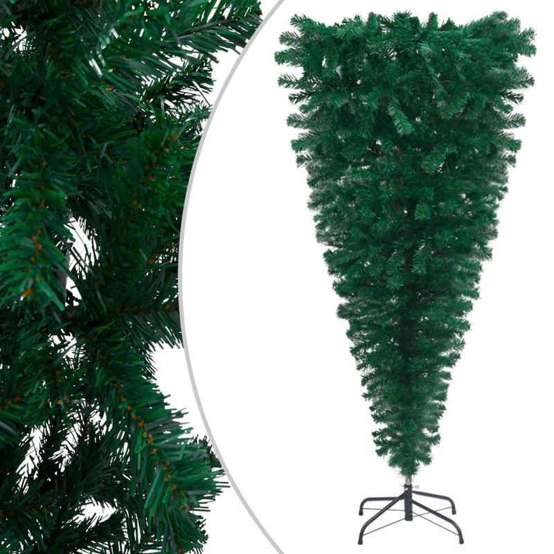 vidaXL Upside-down Artificial Pre-lit Christmas Tree Green 210 cm