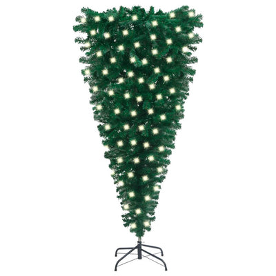 vidaXL Upside-down Artificial Pre-lit Christmas Tree Green 210 cm