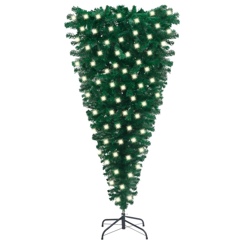 vidaXL Upside-down Artificial Pre-lit Christmas Tree Green 210 cm