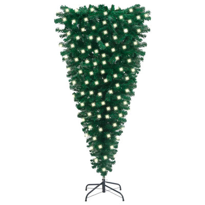 vidaXL Upside-down Artificial Pre-lit Christmas Tree Green 210 cm