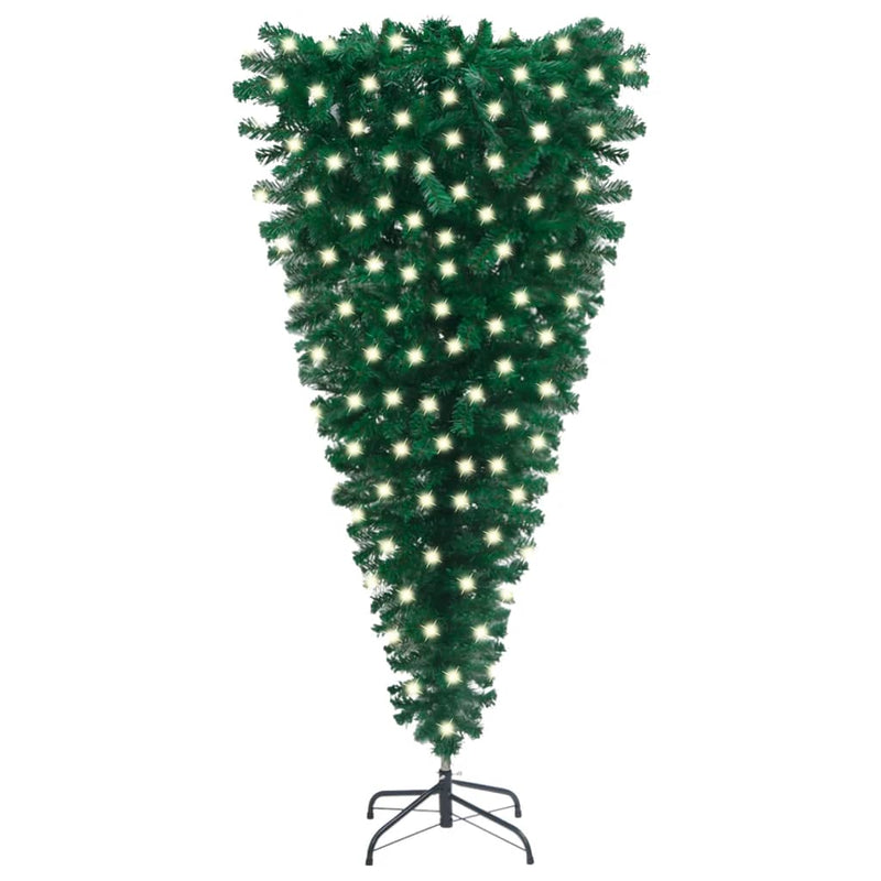 vidaXL Upside-down Artificial Pre-lit Christmas Tree Green 210 cm