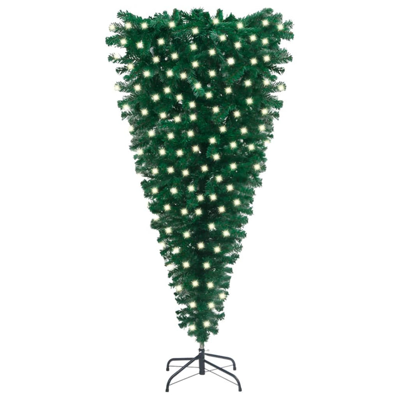 vidaXL Upside-down Artificial Pre-lit Christmas Tree Green 210 cm