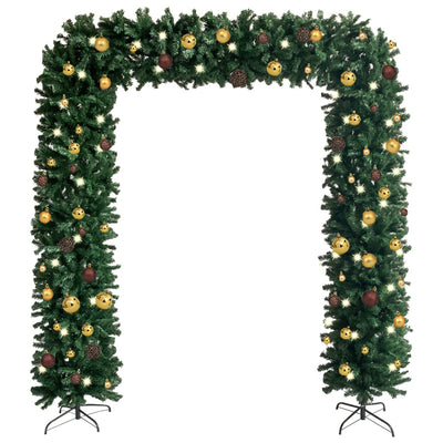vidaXL Christmas Tree Arch with LEDs&Ball Set Green 240 cm