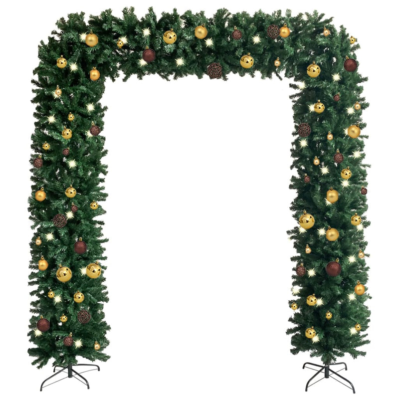 vidaXL Christmas Tree Arch with LEDs&Ball Set Green 240 cm
