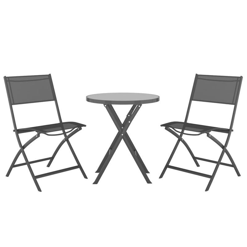 vidaXL 3 Piece Folding Bistro Set Steel Grey