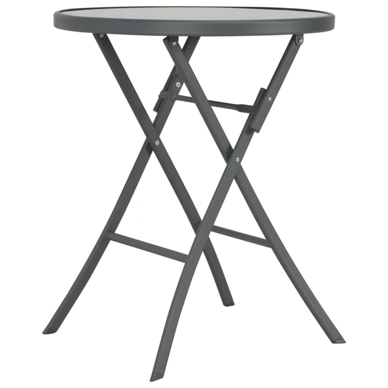 vidaXL 3 Piece Folding Bistro Set Steel Grey