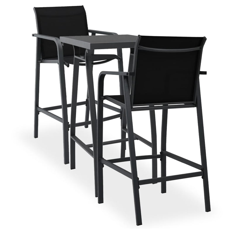vidaXL 3 Piece Garden Bar Set Black (48120+48116)