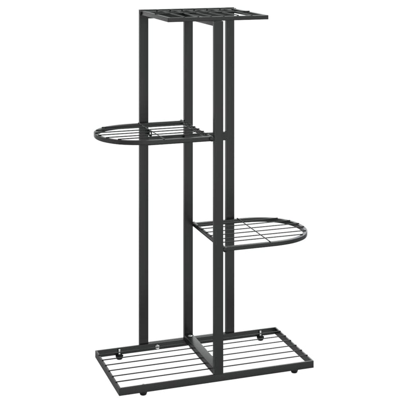 vidaXL 4-Floor Flower Stand 43x22x76 cm Black Metal